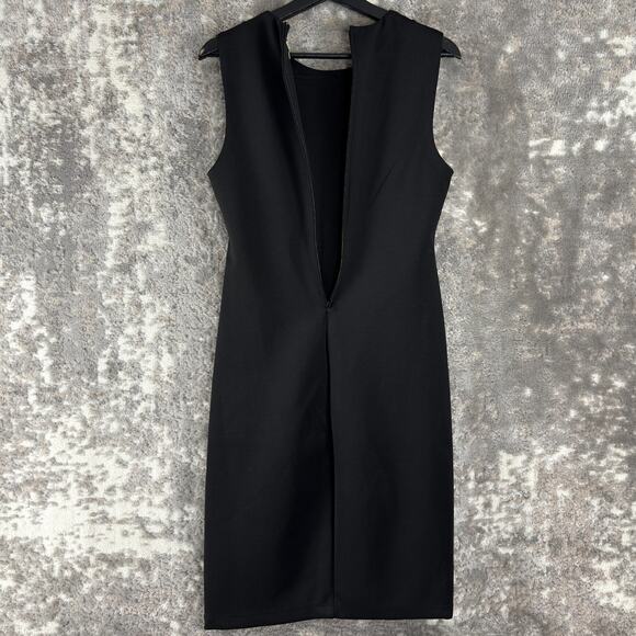 Bisou Bisou Size 8 Stretch Knee Length Sheath Dress Black Sleeveless Zip - Picture 4 of 10